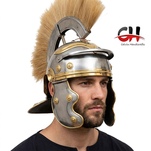 Casco de Centurión Romano CH |   Armadura Deportiva Coleccionable para Hombre, Plateada, Fundida a Presión, con Relieve, Estilo Guerrero - Product Image 1