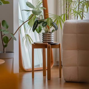 Four Leaf Clover <b>Stool</b> Cherry Wood Solid Wood Stackable Round <b>Stool</b> For Living Room Home Use - Product Image 2