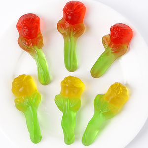 Bonbons Gélifiés Personnalisés Halal en Forme de Rose, Vente Chaude en Gros, Saveurs de Fruits Assorties, Fabricant de Gummies en Vrac - Product Image 1