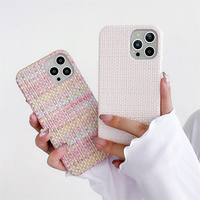 Nouvelle tendance : Coque de téléphone antichoc à motif tissé pour iPhone 15, 16, 17 Plus, Pro Max – Style féminin semi-enveloppant pour protection mobile