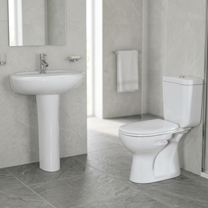 Aqua Pan Two Piece WC Toilet With Repose Wash Basin Full Pedestal Ceramic Bathroom Sanitary Ware Set - Product Image 2