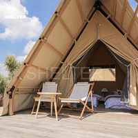 Tentes de glamping de luxe en toile imperméable pour hôtel de safari en plein air avec salle de bain