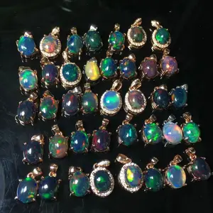 Wholesale Natural Colorful Opal Gemstone Healing Stones Black Opal Pendant For Jewelry Gift