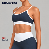 Soutien-gorge de sport dos nu color block pour femme, maintien élevé, sans armatures, bonnet complet avec coussinets amovibles pour la randonnée, le cyclisme et le tennis