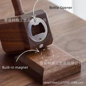 Wooden Hammer Bottle Opener Thor Style With Leather Strap Handcrafted <b>Beer</b> Opener For Home Bar Use - Product Image 5