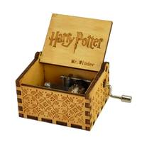 Harry película Potter personalizado Vintage madera contrachapada natural manivela láser grabado promoción caja de música