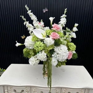 Ramo de Flores de Seda <span class=keywords><strong>Blanco</strong></span> y Verde en Oferta, Decoración Colgante 5D, Flor Artificial Decorativa para Bodas, Decoración del Hogar, Centro de Mesa - Product Image 6