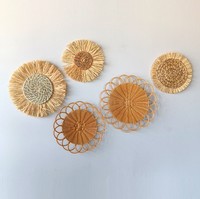 Gewebte Tischsets aus Rattan, Boho-Stil Untersetzer, Tischmatten, Wanddekoration für Wohnzimmer und Sofa