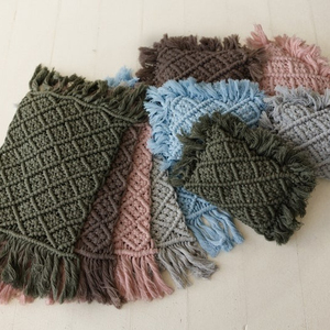 Gorgeous Handmade Boho Style Colorful Macrame Newborn Rug and <b>Pillow</b> Newborn Photography Props Newborn Knitted Macrame Blanket - Product Image 1
