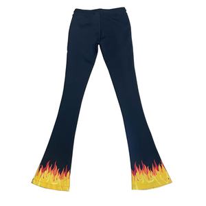 Pantalones Deportivos Ajustados con Logotipo Personalizado, Estampado de Llamas, Cordón Ajustable, Pantalones Apilados para Hombre - Product Image 2