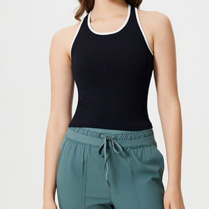 Top Deportivo Sin Costuras de Una Pieza, Estilo Nuevo, con Relleno, Bloques de Color, Versátil, Sin Mangas, para Yoga y Fitness - Product Image 1