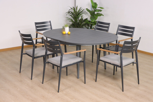 <span class=keywords><strong>Table</strong></span> à manger <span class=keywords><strong>ronde</strong></span> en aluminium pour extérieur Offre Spéciale extension imperméable résistante à la rouille <span class=keywords><strong>table</strong></span> à manger et chaises d'extérieur - Product Image 4