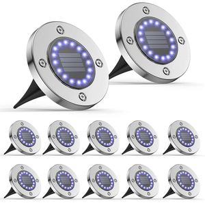 Thép không gỉ 16 LED ánh sáng mặt đất ấm trắng năng lượng mặt trời Powered không thấm nước cho sử dụng ngoài trời sạc năng lượng mặt trời đèn cỏ - Product Image 1
