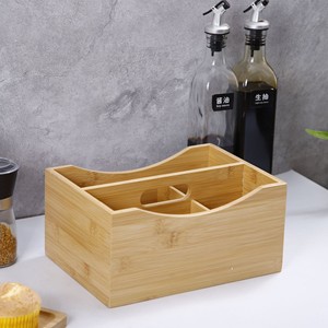Boîte de rangement de cuisine en bambou, organisateur multifonctionnel pour épices, porte-brosse à dents, porte-pinceaux, profondeur de 8 à 11,9 pouces - Product Image 1