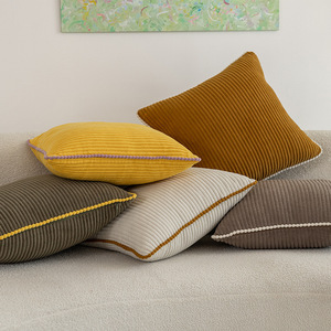 Nordic Style Corduroy <b>Throw</b> Pillowcase Square Solid Color Living Room Decor Modern Minimalist Design with Piping Edge - Product Image 3