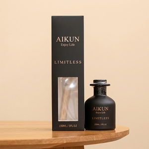 Aikun Fast 3 Day Sample 7 Day Ship 150ML Black Glass Box Long Lasting Any Scent Gold Screen Logo <b>Reed</b> <b>Diffuser</b> Set <b>for</b> Gift Shop - Product Image 1