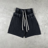 Pantalon court décontracté pour homme, style streetwear Amérique Côte Ouest, en coton lavé à double taille, coupe ample, motif gaufré, idéal pour l'été