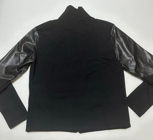 Custom il tuo Logo del marchio autunno inverno abiti da uomo Streetwear in pelle Patchwork asimmetrico sottile Punk felpa - Product Image 6