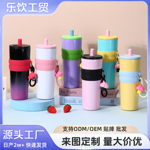 Stainless Steel Insulated Tumbler 316 With Straw Portable Travel Water Bottle Gradient Color Design For Outdoor Use - Product Image 5