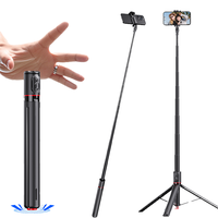Trépied perche à selfie automatique TT01 avec télécommande, pliable, télescopique, ouverture automatique, magnétique, pour diffusion en direct