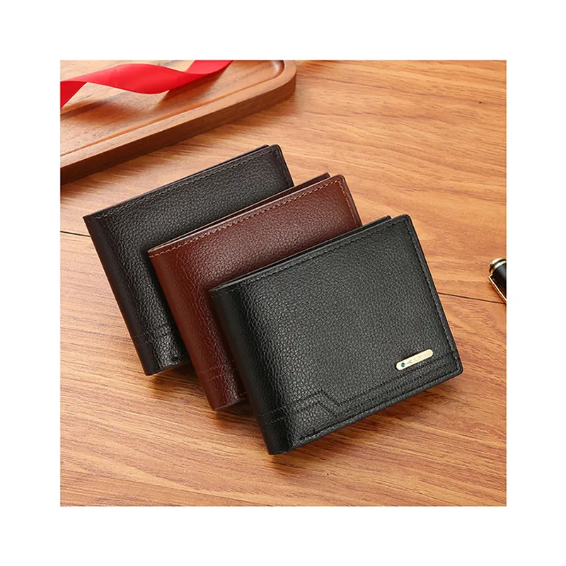 Preço de fábrica Multi-função Card Holder Carteira Soft PU Leather Solid Color Short Carteiras