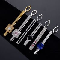 Haute qualité argent pinces à cravate hommes avec chaîne Zircon cristal Agate cravate boucle aiguille inoxydable pince à cravate barre broche pour cravate
