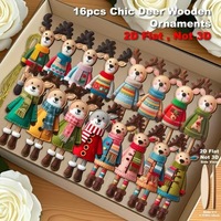 Novedad Transfronteriza: Juego de 16 Adornos Planos de Madera Estilo Americano de 12cm x 8cm para Árbol de Navidad, Suministros para Fiestas