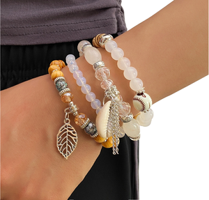 สร้อยข้อมือสไตล์โบฮีเมียนทำมือสุดหรู ชุบทอง โลหะผสมสังกะสี ประดับคริสตัลรูปหัวใจ ดีไซน์เรขาคณิต ประดับด้วยหิน สำหรับผู้หญิง แฟชั่นแบบเลเยอร์ - Product Image 1