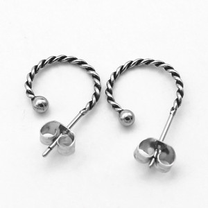 yunnique <b>Titanium</b> Steel Hoop Earrings Twisted Rope Design Studs For <b>Men</b> And Women Fashion Jewelry - Product Image 5