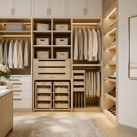 Armoire de chambre personnalisée de haute qualité avec multiples solutions de rangement et éclairage LED, dressing intégré