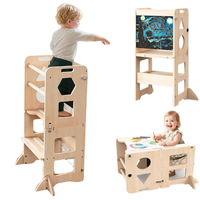 Faltbarer hölzerner Küchen hocker Helfer Blackboard Tower für 1 bis 3 Jahre alte Kinder stehen Lernen Sie perfektes Geschenk für Baby