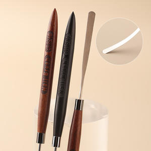 Accessoires de manucure multifonctionnels de luxe, tige de mélange de colle en acier inoxydable avec manche en bois naturel et virole sertie, vente en gros - Product Image 4