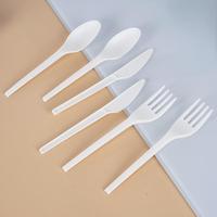 Cubiertos Desechables Compostables Modernos de CPLA, Tenedor, Cuchillo y Cuchara de 6 Pulgadas, Utensilios a Base de Plantas para Fiestas, Almuerzos, Catering y Restaurantes