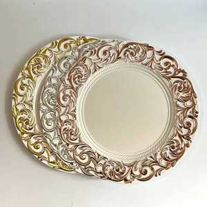 Assiettes et plats décoratifs en plastique comestible écologique avec bordure dorée estampée à chaud pour mariages, hôtels et fêtes - Product Image 2