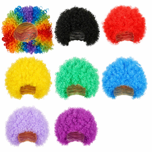 Pafu - Peluca Afro Colorida de <span class=keywords><strong>Payaso</strong></span> para Halloween, Peluca Rizada de Disfraz, Peluca Sintética de Cosplay para Adultos, Artículos para Fiestas de Carnaval y Festivales - Product Image 5