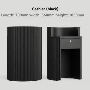 Wholesale <b>Solid</b> <b>Wood</b> Custom Designed LED Curved Bar Reception <b>Desk</b> for Beauty Nail & Hair Salons Commercial Use - Product Image 4