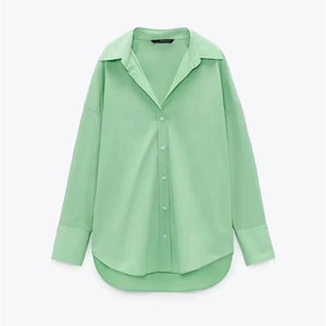 Chemise en popeline à simple boutonnage pour <span class=keywords><strong>femme</strong></span>, chemisier manches longues, couleur bonbon, simple, printemps, - Product Image 1