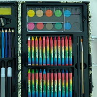 Ensemble artistique pliable hexagonal de 106 pièces, kit de coloriage et de dessin avec crayons, marqueurs, crayons de couleur, gomme et palette de peinture