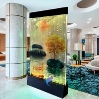 Paravent en acrylique moderne, imperméable, découpé au laser, avec motifs de bulles d'eau, éclairage LED imprimé, panneau argenté, mobile et personnalisable