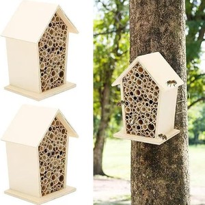 Casa para Insectos de Madera de Paulownia, Adorno Colgante para Jardín Exterior, Rectangular, Acabado Natural - Product Image 4