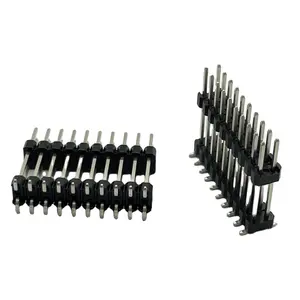 2.54mm Male Pin Header 02P to 40P Dual Row Single Row Right Angle Type SMT Connector for PCB Minimum Order 100Pcs