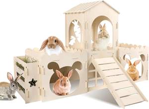<span class=keywords><strong>Lapin</strong></span> Multi-Chambre Petit Animal Bois <span class=keywords><strong>Lapin</strong></span> Playhouse Habitat Tunnel pour <span class=keywords><strong>Lapin</strong></span> <span class=keywords><strong>Nain</strong></span> Cochon d'Inde Chinchilla Hérisson Écureuil - Product Image 4