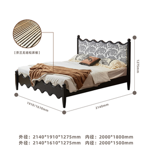 Ensemble de lit Queen en bois massif de luxe italien, robuste, élégant, meubles de chambre à coucher en bois ancien, comprend des lits doubles, des lits complets, des antiquités, lit en bois - Product Image 5