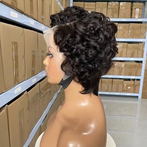 Perruque Courte Bob en <span class=keywords><strong>Cheveux</strong></span> Humains Bouclés, Faite à la Machine, Ultra-Épaisse, Double Couche, <span class=keywords><strong>Frange</strong></span> <span class=keywords><strong>Effilée</strong></span>, 8 Pouces, Noir Naturel, <span class=keywords><strong>Cheveux</strong></span> Originaux - Product Image 5
