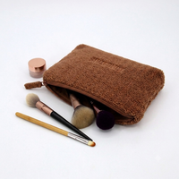 Pochette de maquillage matelassée en tissu éponge avec logo, cadeau de Noël, sac de rangement pour cosmétiques, trousse de voyage pour soins de la peau, vente en gros