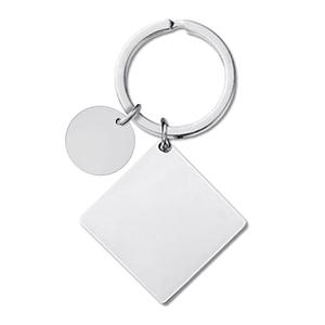Gantungan Kunci Cermin Baja Anti Karat Persegi Terukir Kartu Bundar Kecil Liontin Kalung Anjing Aksesoris Personalisasi - Product Image 6