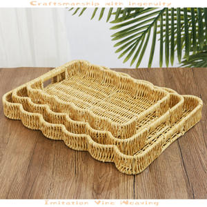 Plateau de rangement rectangulaire empilable en rotin imitation Bobai, panier de cuisine non fini RD236217 - Product Image 1