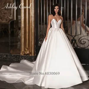 <span class=keywords><strong>Vestidos</strong></span> de Novia de Gala Ashley Carol para Mujer 2024, Satén, Manga Abullonada Desmontable, <span class=keywords><strong>Vestidos</strong></span> de Novia Sencillos con Escote Corazón - Product Image 4