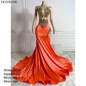 MF Chain Tassel <b>Ball</b> Gown Sexy Bodycon Party Dress with <b>Crystal</b> Applique Sweep Train Mesh Satin for Women Prom Formal Elegant - Product Image 1