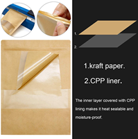 Tersedia Doypack coklat berdiri kantong kertas Kraft tas kunci ritsleting dengan jendela bening dan ritsleting
